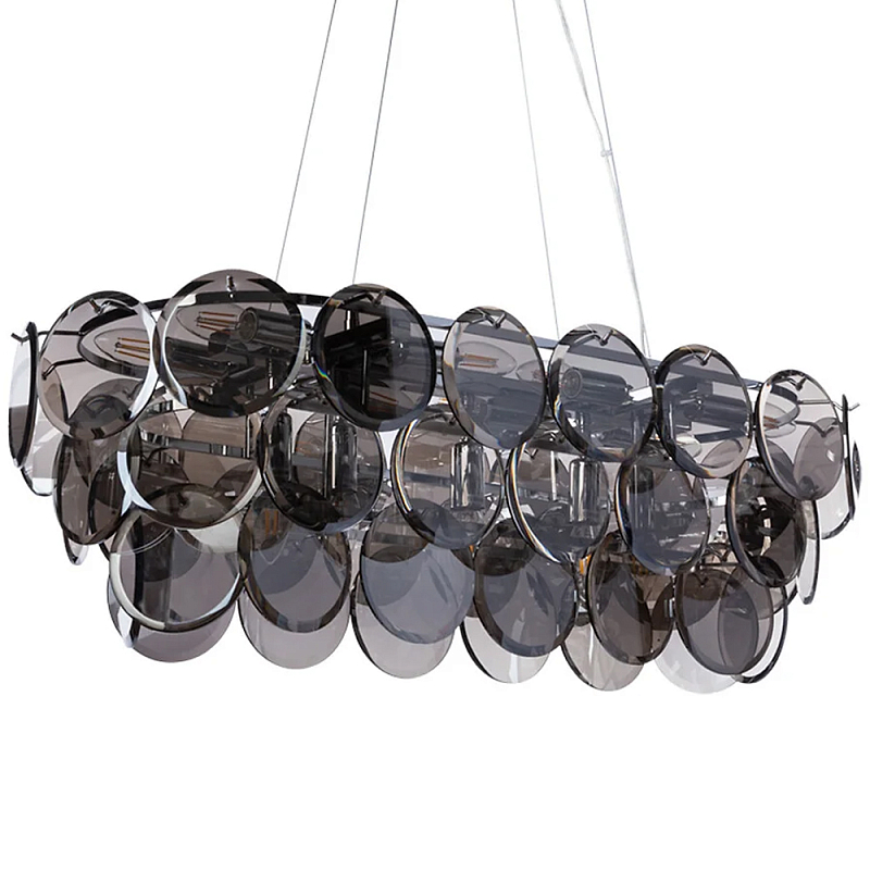 Люстра с круглыми стеклянными подвесками Cardiel Smok Glass Chandelier Стекло Смок Хром Люстра с круглыми стеклянными подвесками Cardiel Smok Glass Chandelier Стекло Смок Хром в Челябинске | Loft Concept