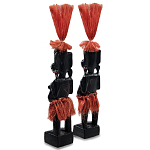 Комплект из 2-х деревянных статуэток Asmat Red Straw Headdress Statuettes варинант исполнения - 2 | Loft Concept в Челябинске