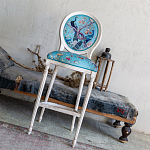 Барный стул из массива бука с изображением птиц и цветов Turquoise Beige Chinoiserie Garden Chair варинант исполнения - 8 | Loft Concept в Челябинске