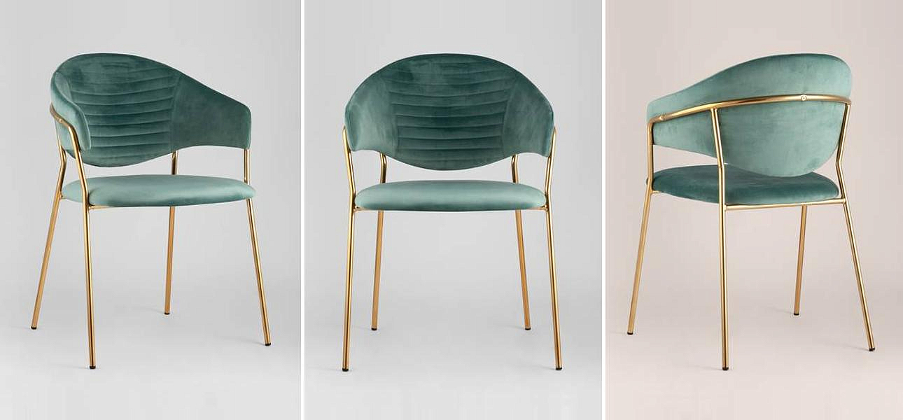 Стул Alexis Chair Велюр Мятный цвет Золотые ножки Стул Alexis Chair Велюр Мятный цвет Золотые ножки - Loft-Concept в Челябинске