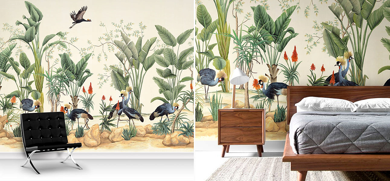 Обои ручная роспись African Cranes Обои ручная роспись African Cranes - Loft-Concept в Челябинске
