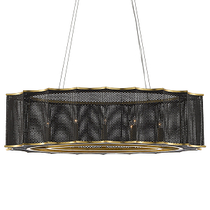 Люстра овальная в сочетании черного и золотого цвета Mesh Lighting
