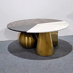 Дизайнерский журнальный стол с круглой столешницей на 3-х геометрических ножках Lehumod варинант исполнения - 1 | Loft Concept в Челябинске