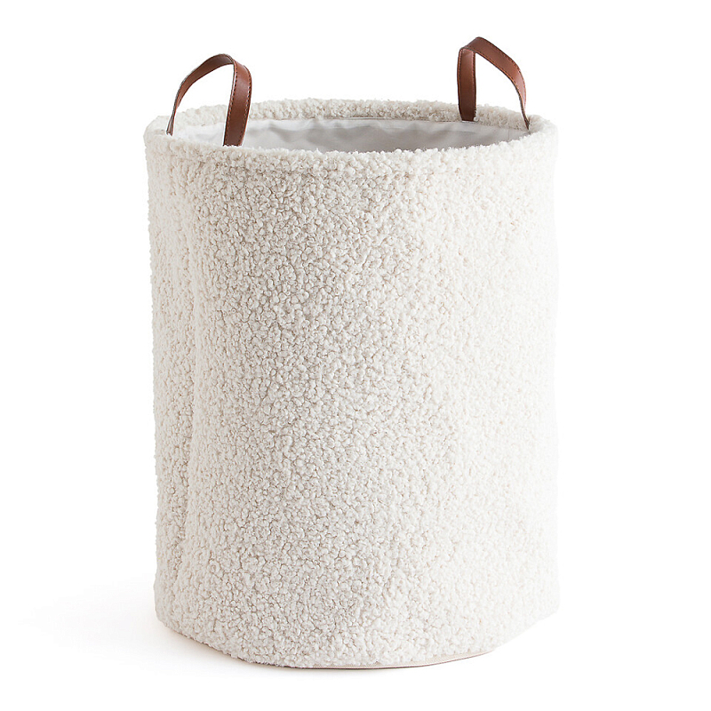 Корзина для белья из ткани букле Boucle Organizers Round Молочный Коричневый в Челябинске | Loft Concept 