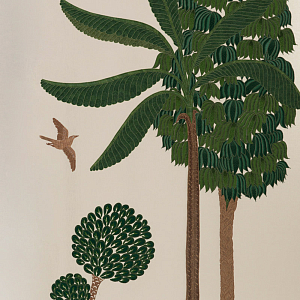 Обои с вышивкой ручной работы Mughal Trees Original colourway on linen