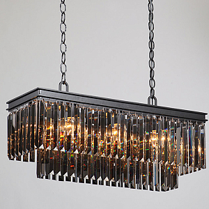 Люстра Odeon Gray glass Rectangular Chandelier Black iron стекло Смок длина 80