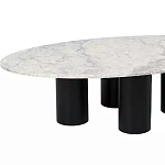 Кофейный столик овальный с мраморной столешницей на 4-х массивных ножках Demonstration of Taste варинант исполнения - 1 | Loft Concept в Челябинске