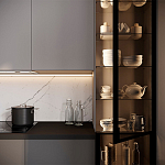 Серый кухонный гарнитур с фасадом под светлый дуб Ferrand Kitchen Set варинант исполнения - 4 | Loft Concept в Челябинске