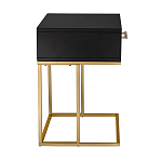 Приставной столик с резным узором на выдвижном ящике Black Table Carved Pattern варинант исполнения - 5 | Loft Concept в Челябинске