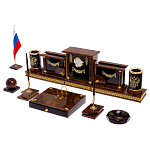 Настольный письменный набор с часами из природного камня обсидиана Royal Set варинант исполнения - 2 | Loft Concept в Челябинске