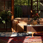 Трехместный диван с кожаной обивкой коричневый Coste Leather Sofa варинант исполнения - 8 | Loft Concept в Челябинске