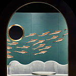 Обои с вышивкой ручной работы Deco Fish Original colourway варинант исполнения - 2 | Loft Concept в Челябинске