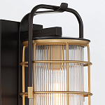 Настенный фонарь цилиндрической формы с рифленым стеклом в золотом каркасе на черном прямоугольном основании Eurofase варинант исполнения - 16 | Loft Concept в Челябинске