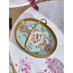 Блюдо овальное с ручкой и голубым фарфоровым дном с цветочным рисунком Blue Garden варинант исполнения - 2 | Loft Concept в Челябинске