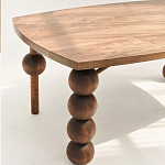 Обеденный стол деревянный с круглыми декоративными элементами на ножках Koko варинант исполнения - 4 | Loft Concept в Челябинске