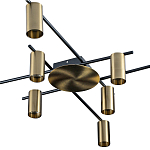 Потолочный светильник с 10-ю цилиндрическими плафонами цвета латунь TRIBES CHANDELIER варинант исполнения - 2 | Loft Concept в Челябинске