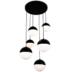 Каскадный светильник с 6-ю плафонами шары Ponzio Flos Cascade  Black Sphere Hanging Lamp варинант исполнения - 1 | Loft Concept в Челябинске