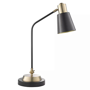 Настольная лампа с наклонным корпусом и подвижным плафоном в сочетании золотистого и чёрного цвета Work Surface Light