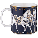 Кружка из фарфора синяя с изображением лошадей 400 мл Porcelain Horse Set варинант исполнения - 1 | Loft Concept в Челябинске