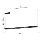 Подвесной светильник линейный вытянутой формы с черным матовым корпусом и золотистыми акцентами Line Pendant варинант исполнения - 1 | Loft Concept в Челябинске