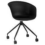 Офисное кресло из пластика с мягким сиденьем Eggshell Black варинант исполнения - 1 | Loft Concept в Челябинске