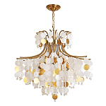 Люстра подвесная с белыми и золотыми круглыми подвесками Диаметр 70 см SHELL Chandelier варинант исполнения - 1 | Loft Concept в Челябинске