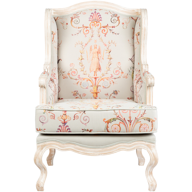 Кресло из массива бука серое с растительным орнаментом Raffael Floral Grey Armchair Светло-серый Мульти Бежевый Кресло из массива бука серое с растительным орнаментом Raffael Floral Grey Armchair Светло-серый Мульти Бежевый в Челябинске | Loft Concept