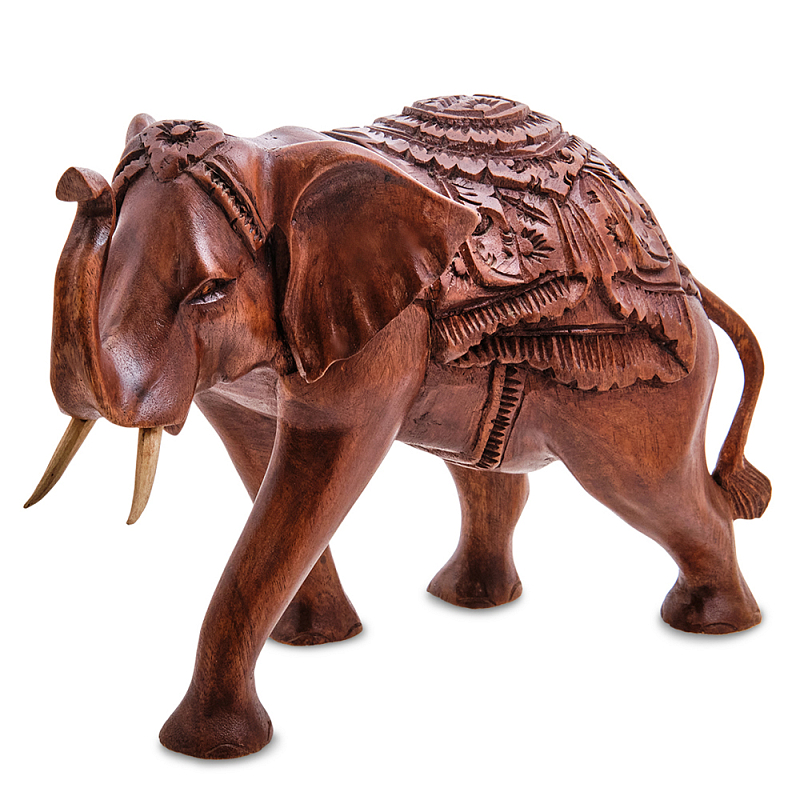 Статуэтка из дерева суар в виде слона Two Tusks Коричневый Статуэтка из дерева суар в виде слона Two Tusks Коричневый в Челябинске | Loft Concept