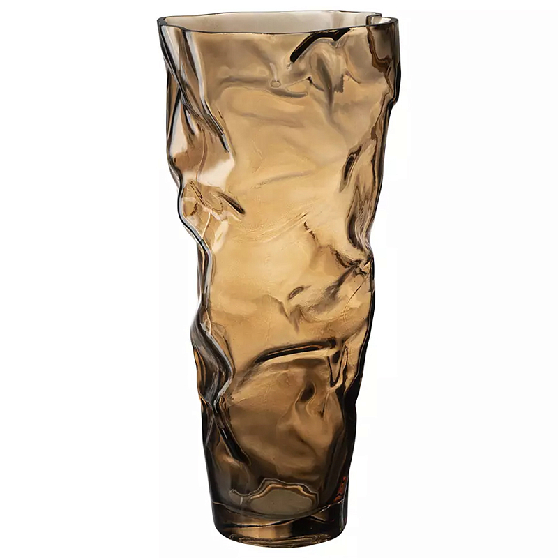 Ваза стеклянная фактурная Crumpled Vase 32 см Коричневый Ваза стеклянная фактурная Crumpled Vase 32 см Коричневый в Челябинске | Loft Concept