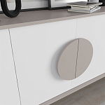 Комод бежево-белый с 4-мя дверцами c декором в виде бежевого круглого элемента на фасаде GORA CONSOLE 180CM LIGHT MOCHA варинант исполнения - 4 | Loft Concept в Челябинске