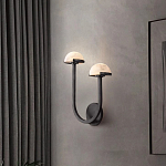 Бра с 2-мя мраморными плафонами на черном корпусе Light Warm Light варинант исполнения - 2 | Loft Concept в Челябинске