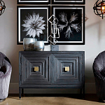 Тумба черная из дерева двухдверная Geometric Double Door Nightstand варинант исполнения - 5 | Loft Concept в Челябинске