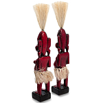 Комплект из 2-х деревянных статуэток Asmat Straw Headdress Statuettes Red варинант исполнения - 2 | Loft Concept в Челябинске