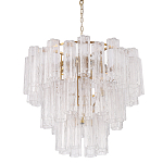 Люстра круглая многоярусная с прозрачными подвесками из стекла Hexagon Tube Light варинант исполнения - 1 | Loft Concept в Челябинске