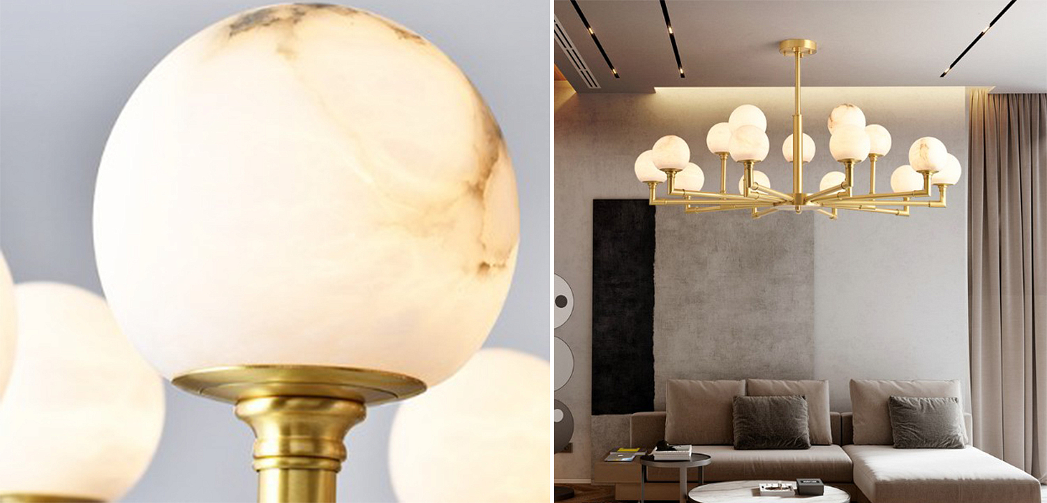 Дизайнерская люстра 15 плафонов из натурального мрамора Marble Plafond Chandelier Дизайнерская люстра 15 плафонов из натурального мрамора Marble Plafond Chandelier - Loft-Concept в Челябинске