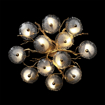 Потолочная люстра круглая ветвистыми бронзовыми элементами и стеклянными рифлеными дисками Textured Glass Chandelier варинант исполнения - 2 | Loft Concept в Челябинске