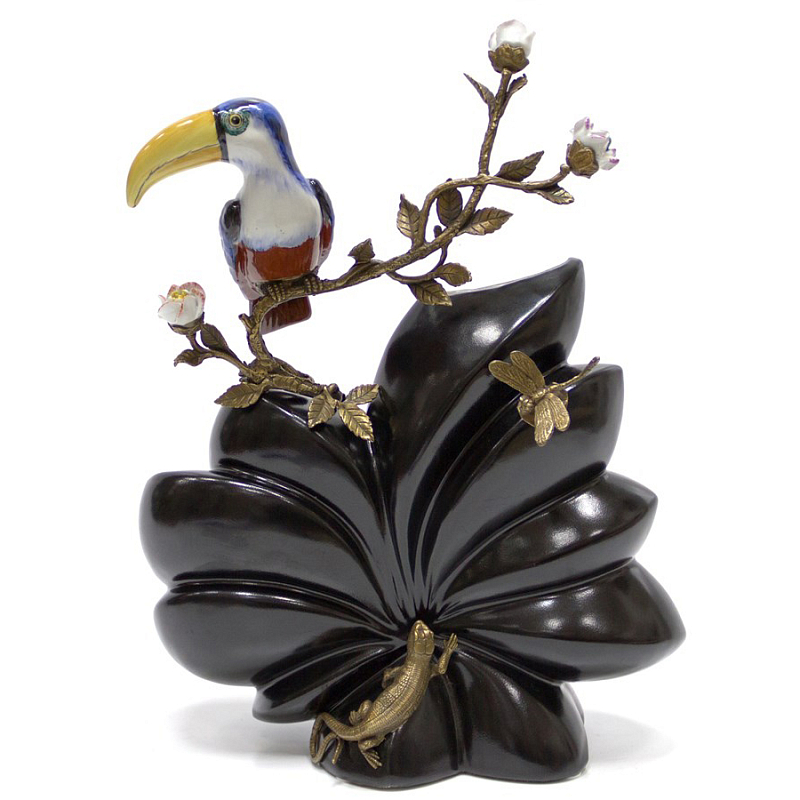 Фарфоровая ваза Toucan and Lizard Черный Бронза в Челябинске | Loft Concept 
