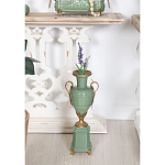 Ваза зеленого цвета из фарфора на высокой подставке с бронзовыми ручками Eden Garden porcelain and bronze варинант исполнения - 4 | Loft Concept в Челябинске