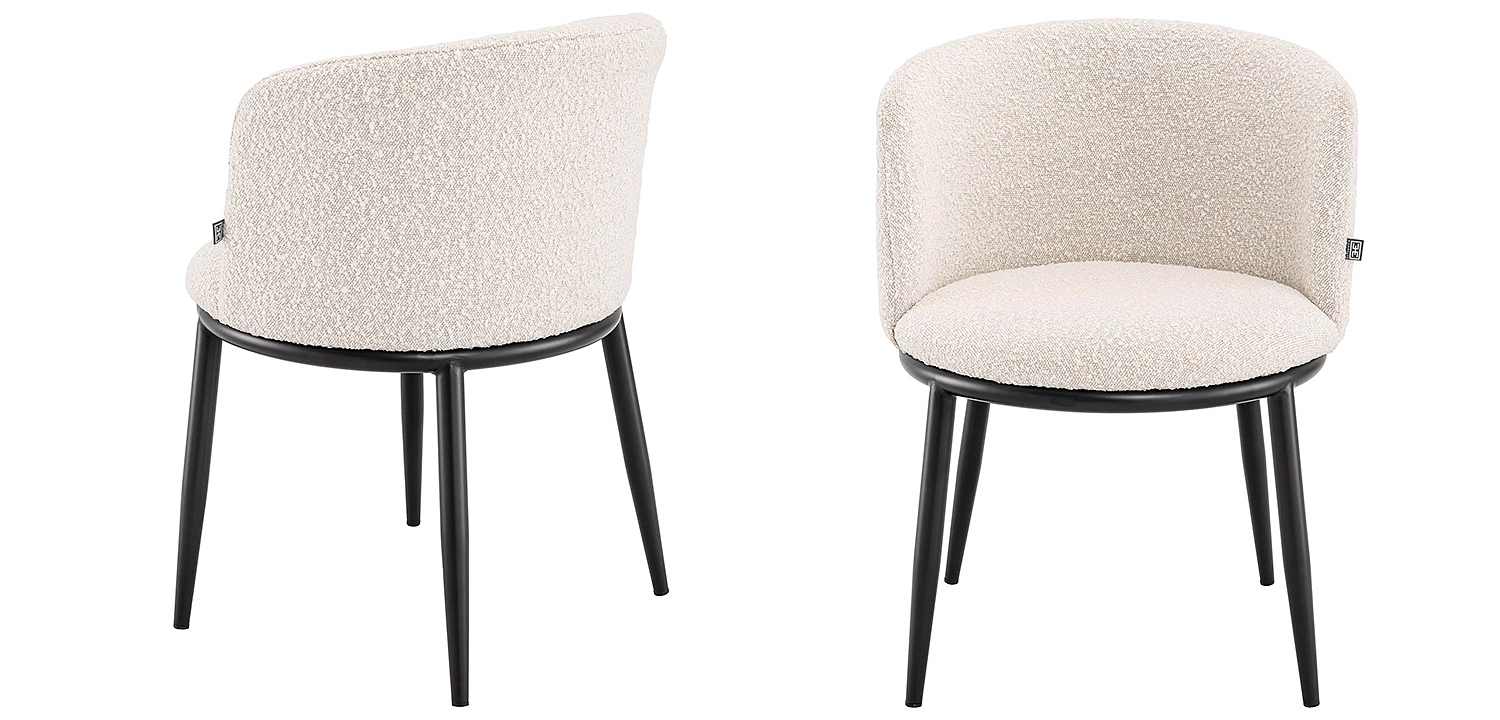 Комплект из двух стульев Eichholtz Dining Chair Filmore Set of 2 Boucle Cream Комплект из двух стульев Eichholtz Dining Chair Filmore Set of 2 Boucle Cream - Loft-Concept в Челябинске