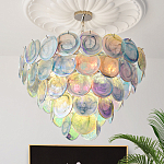 Люстра с каскадом из круглых разноцветных стеклянных дисков Mother of Pearl Iridescence варинант исполнения - 1 | Loft Concept в Челябинске