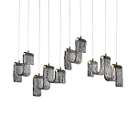 Подвесной светильник линейный с плафонами волнистой формы из фактурного стекла Big Wave варинант исполнения - 2 | Loft Concept в Челябинске