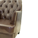 Кресло кожаное c мягкими подлокотниками на 4-х деревянных ножках из массива березы Joseph Armchair brown варинант исполнения - 3 | Loft Concept в Челябинске