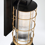 Настенный фонарь цилиндрической формы с рифленым стеклом в золотом каркасе на черном прямоугольном основании Eurofase варинант исполнения - 4 | Loft Concept в Челябинске