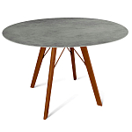 Стол обеденный с серой овальной столешницей из керамики на четырех деревянных ножках Gray Ceramics варинант исполнения - 8 | Loft Concept в Челябинске