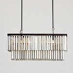 Люстра линейная прямоугольная с подвесками из натурального перламутра Nacre варинант исполнения - 2 | Loft Concept в Челябинске