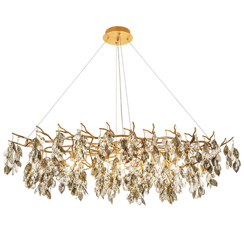 Люстра с хрустальными подвесками и металлическими в виде листьев Fairytree Light Chandelier 15 Золотой Прозрачный Люстра с хрустальными подвесками и металлическими в виде листьев Fairytree Light Chandelier 15 Золотой Прозрачный в Челябинске | Loft Concept