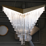 Люстра золотого цвета в форме галочки с каскадом длинных прозрачных трубок Eurofase варинант исполнения - 13 | Loft Concept в Челябинске