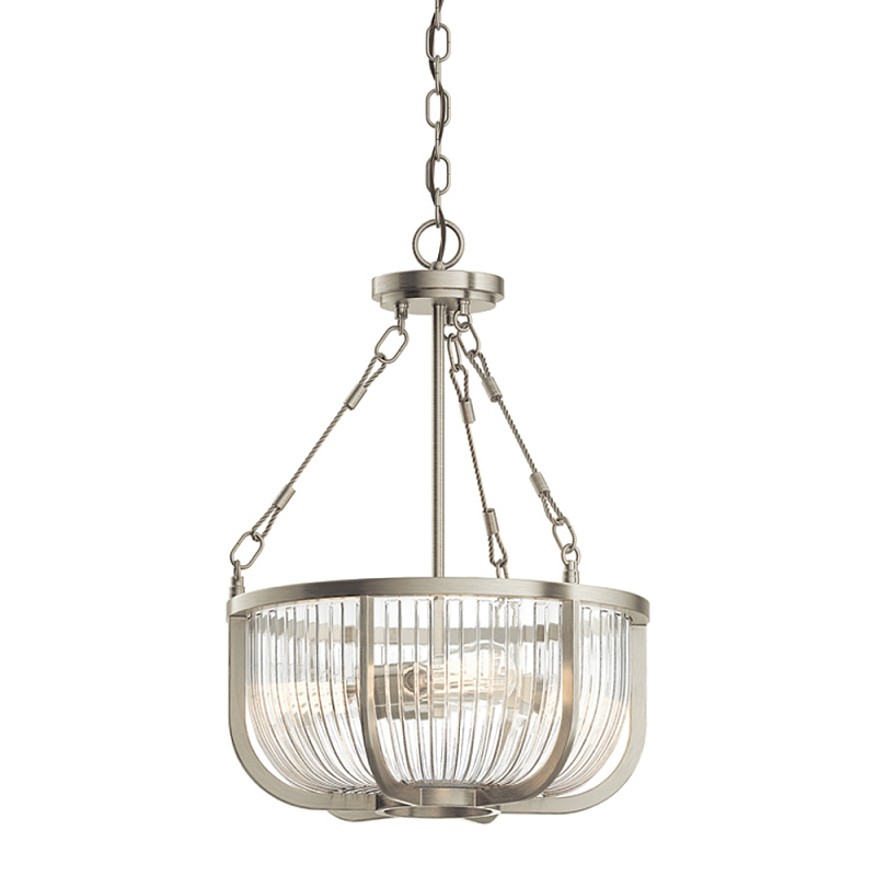 Люстра подвесная с чашеобразным плафоном из прозрачных стеклянных прутьев Kichler Никель Прозрачный Латунь в Челябинске | Loft Concept 
