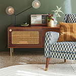 ТВ-тумба из ореха с плетеным декором Eland Wooden Wicker TV Stand варинант исполнения - 3 | Loft Concept в Челябинске