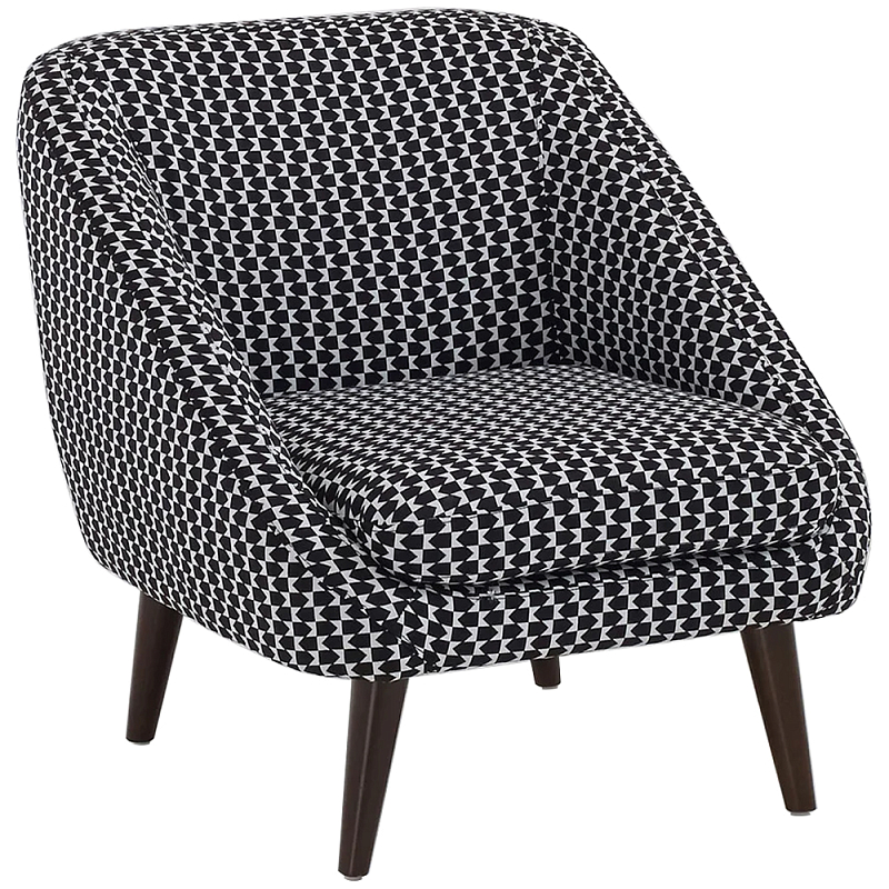 Кресло с черно-белым принтом Pauley Black White Armchair Черно-белый Коричневый Кресло с черно-белым принтом Pauley Black White Armchair Черно-белый Коричневый в Челябинске | Loft Concept